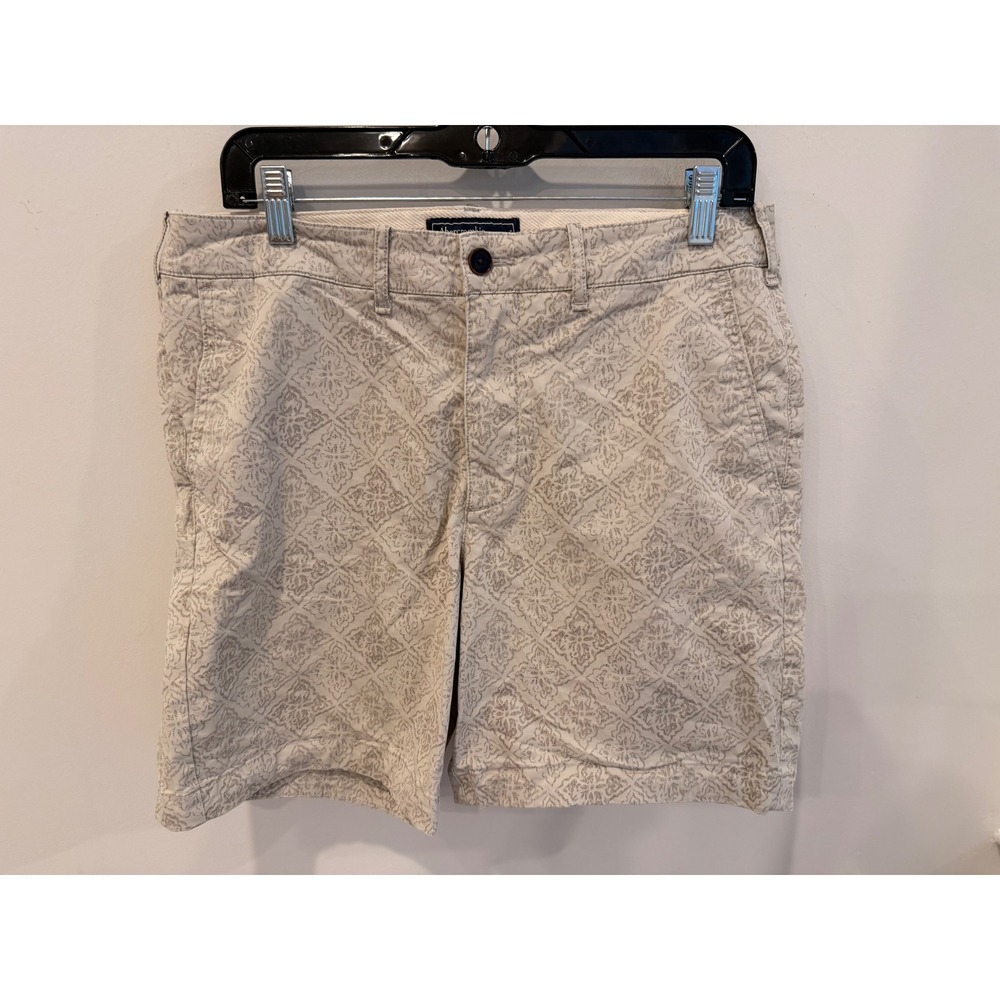 Abercrombie & Fitch Mens 32 Tan Geometric Print Stretch Shorts 7 Inch Inseam NWT